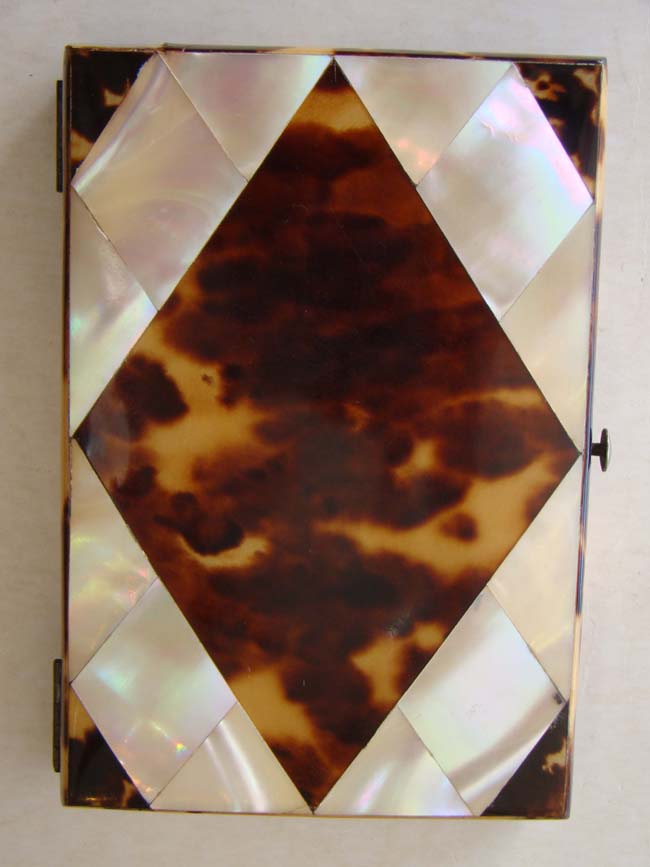 A fabulous silver mounted tortoiseshell and mother-of-pearl calling card case circa 1880 — image 2